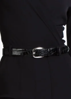 Croco Riem Met Zilveren Gesp