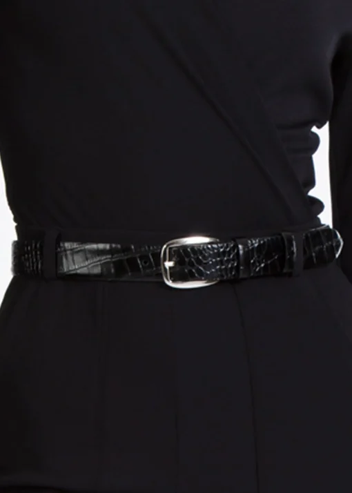 Croco Riem Met Zilveren Gesp