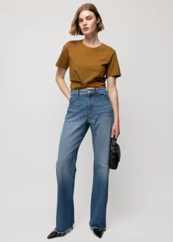 Cropped Shirt Met Knoopdetail