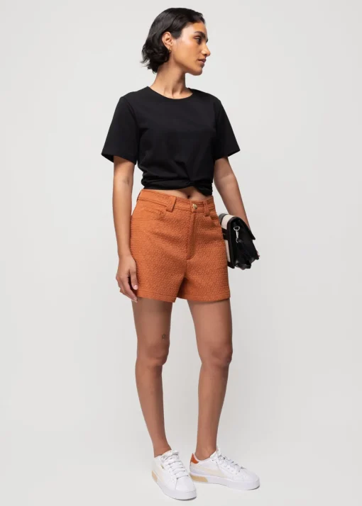 Cropped Shirt Met Knoopdetail