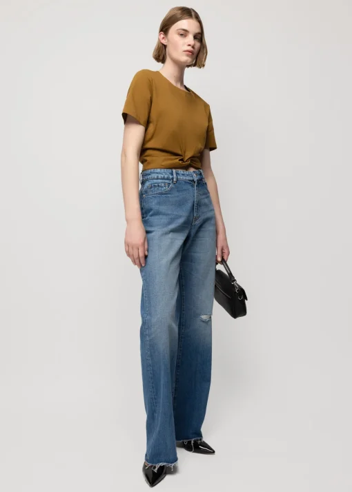 Cropped Shirt Met Knoopdetail