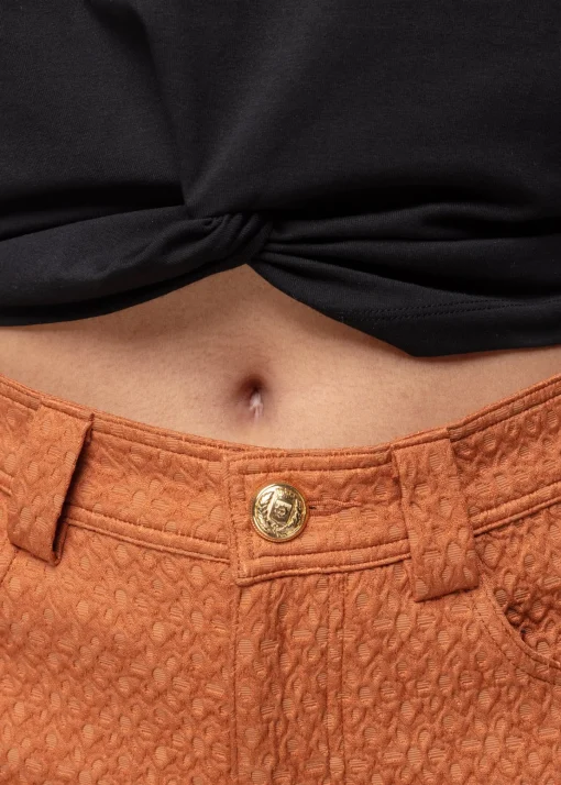 Cropped Shirt Met Knoopdetail