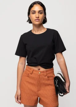 Cropped Shirt Met Knoopdetail