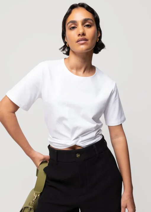 Cropped Shirt Met Knoopdetail