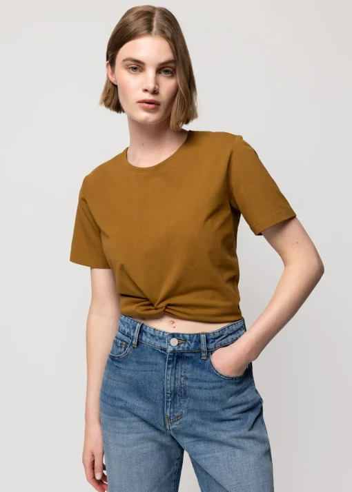Cropped Shirt Met Knoopdetail