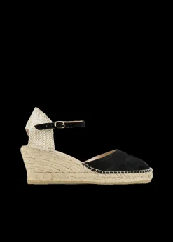 Espadrij Suede Sandalen Met Sleehak