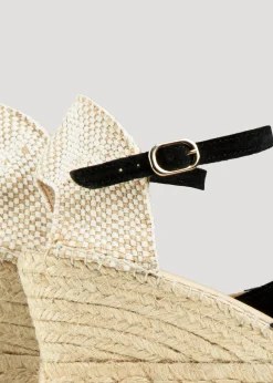 Espadrij Suede Sandalen Met Sleehak