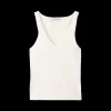 Gebreide Rib Top Met V-Hals