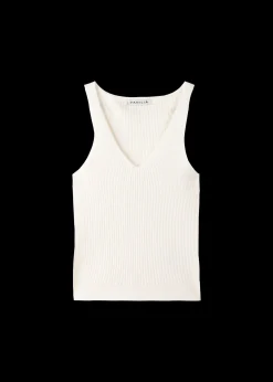 Gebreide Rib Top Met V-Hals