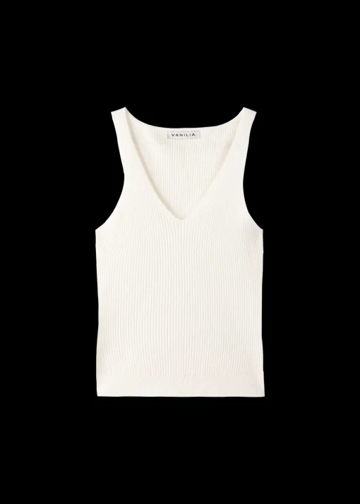 Gebreide Rib Top Met V-Hals
