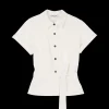 Linnen Blouse Met Korte Mouw