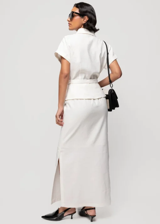 Linnen Blouse Met Korte Mouw