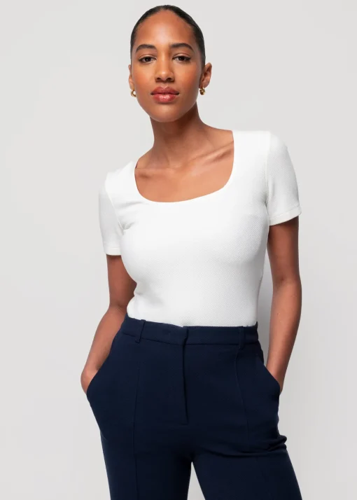 Rib Top Met Vierkante Hals