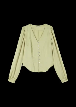 Satijnen Blouse Met Parelmoer