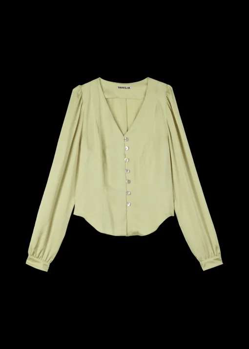 Satijnen Blouse Met Parelmoer