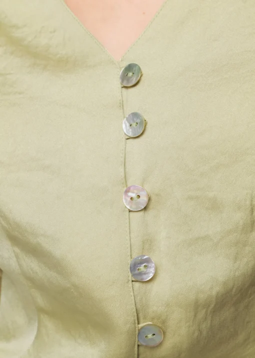 Satijnen Blouse Met Parelmoer