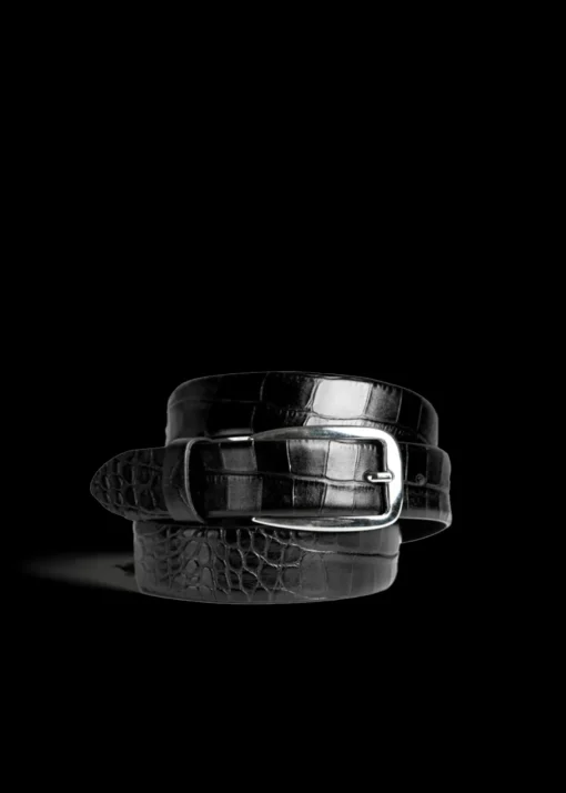 Smalle Croco Riem Met Zilveren Gesp