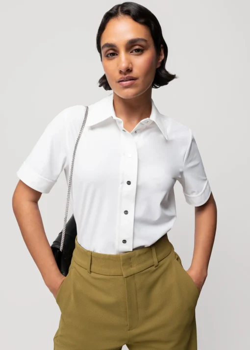 Stretch Blouse Met Korte Mouw