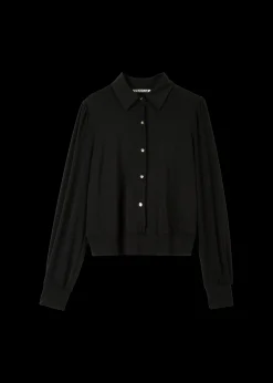 Tricot Blouse Met Luxe Knopen