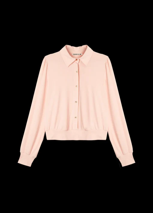 Tricot Blouse Met Luxe Knopen