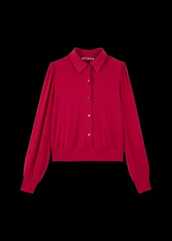 Tricot Blouse Met Luxe Knopen