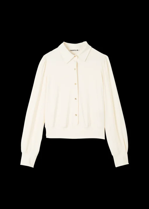 Tricot Blouse Met Luxe Knopen