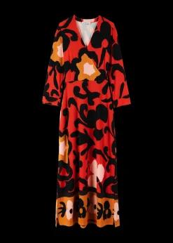 Tricot Midi Jurk Met Bloemenprint