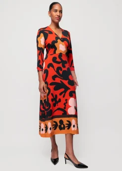Tricot Midi Jurk Met Bloemenprint