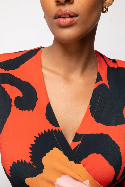 Tricot Midi Jurk Met Bloemenprint