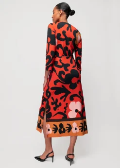 Tricot Midi Jurk Met Bloemenprint