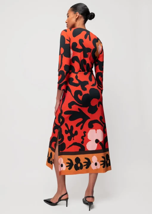 Tricot Midi Jurk Met Bloemenprint