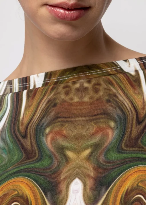 Tricot Swirl Top Met Boothals