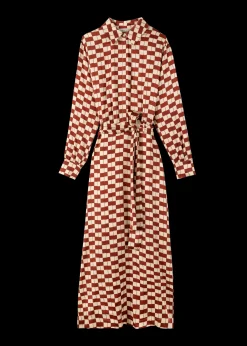 Viscose Midi Jurk Met Blok Print