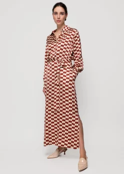Viscose Midi Jurk Met Blok Print