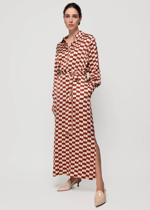 Viscose Midi Jurk Met Blok Print