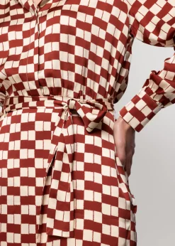 Viscose Midi Jurk Met Blok Print