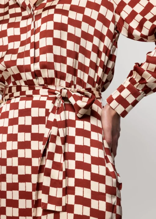 Viscose Midi Jurk Met Blok Print