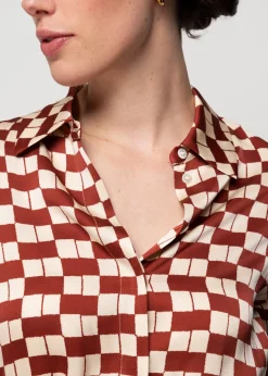 Viscose Midi Jurk Met Blok Print