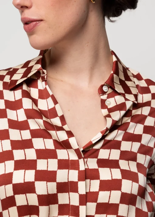Viscose Midi Jurk Met Blok Print