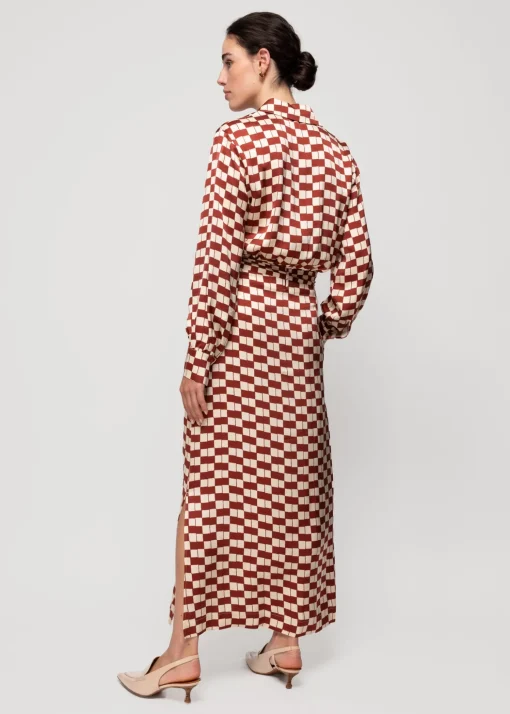 Viscose Midi Jurk Met Blok Print