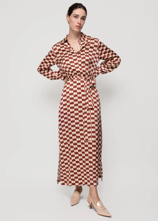 Viscose Midi Jurk Met Blok Print