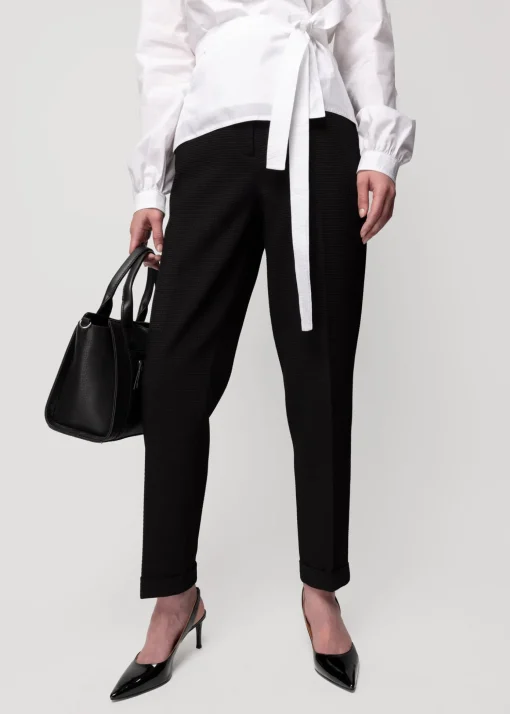 Wafel Structuur Broek Tapered Fit